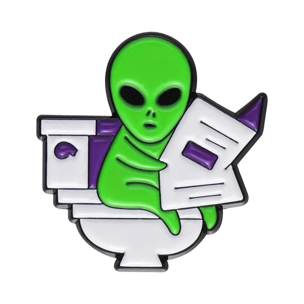 Green Alien Enamel Pin Weirdcore Alien Brooch – Funny Sci-Fi Geek jewelry - Picture 1 of 8